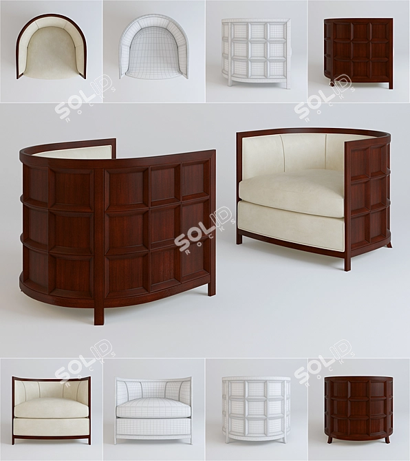 Sophisticated Bevel Lounge Chair by Baker 3D model image 1