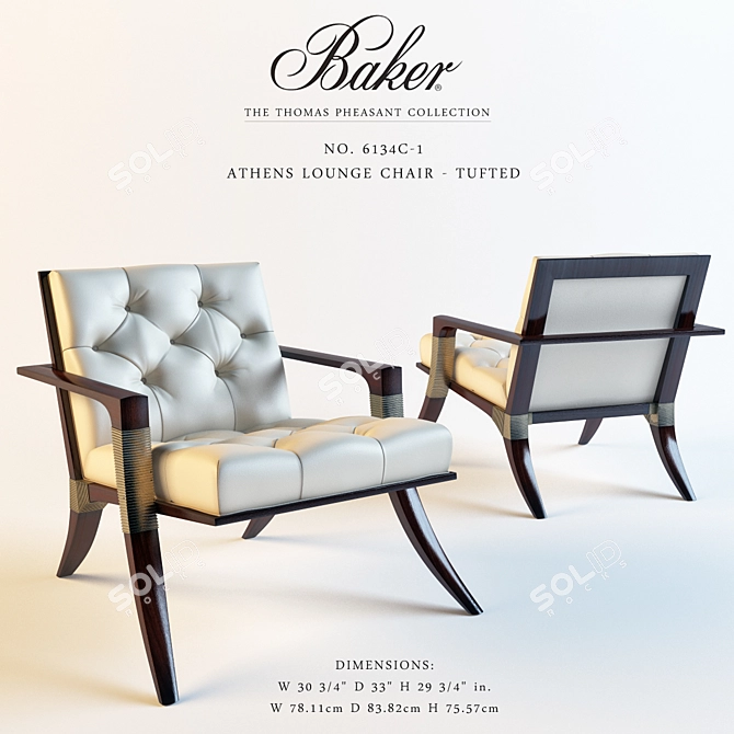 Elegant Athens Tufted Lounge Chair 3D model image 1