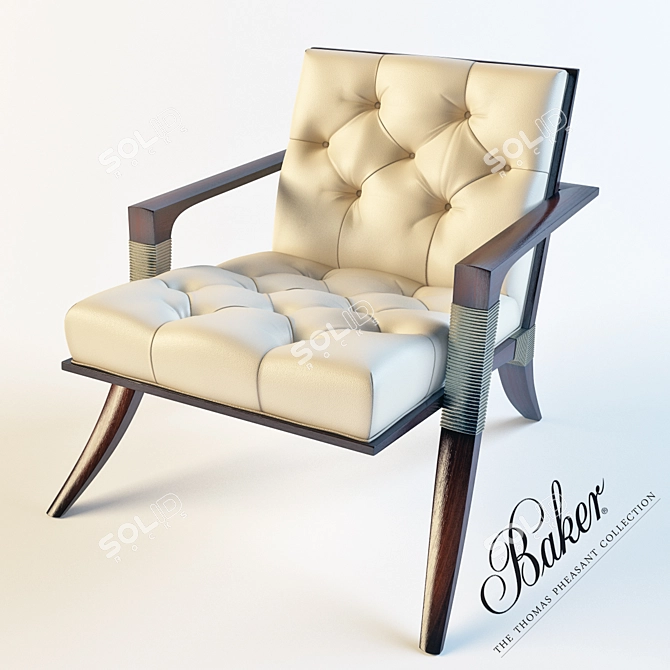 Elegant Athens Tufted Lounge Chair 3D model image 2