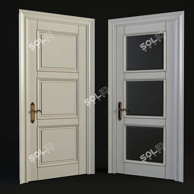 Elegant Glass Paneled Door 3D model image 1