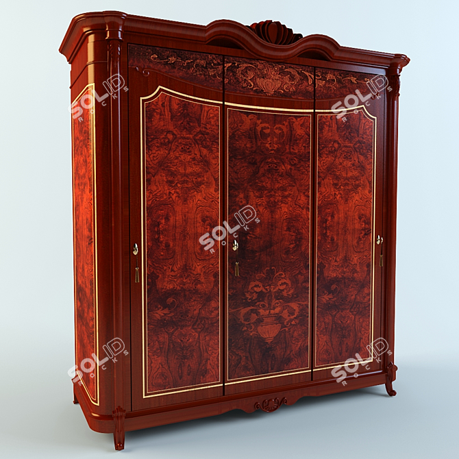 Elegant Classic Wardrobe 3D model image 1