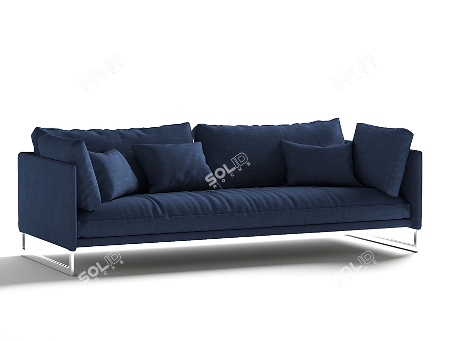 Sleek Saba Livingston Sofa 3D model image 1