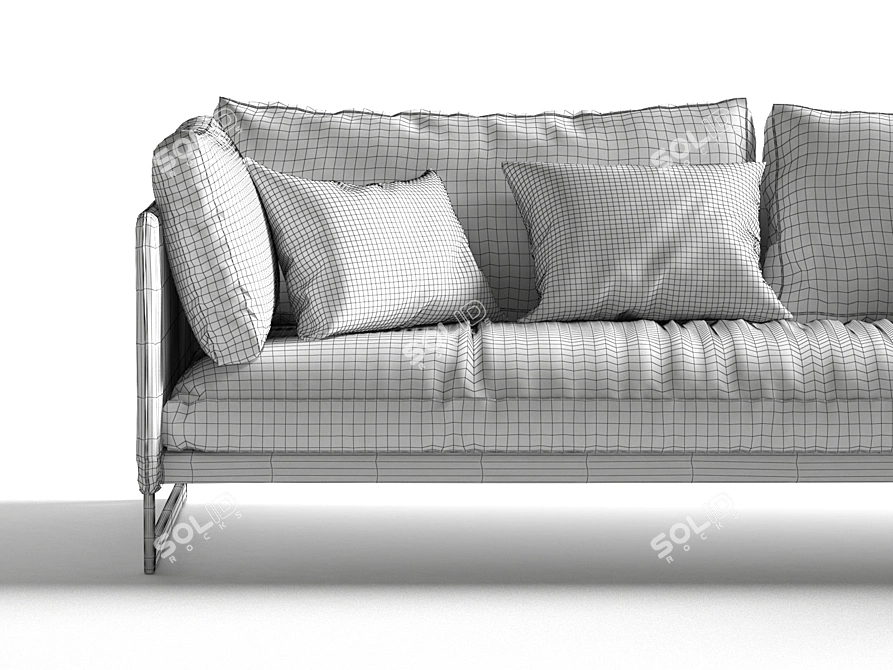 Sleek Saba Livingston Sofa 3D model image 3