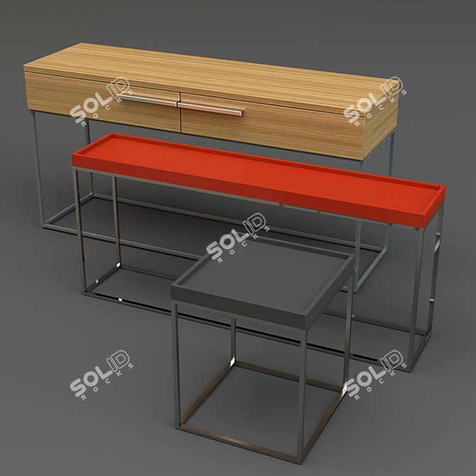 Modern 3-Piece Furniture Set 3D model image 1