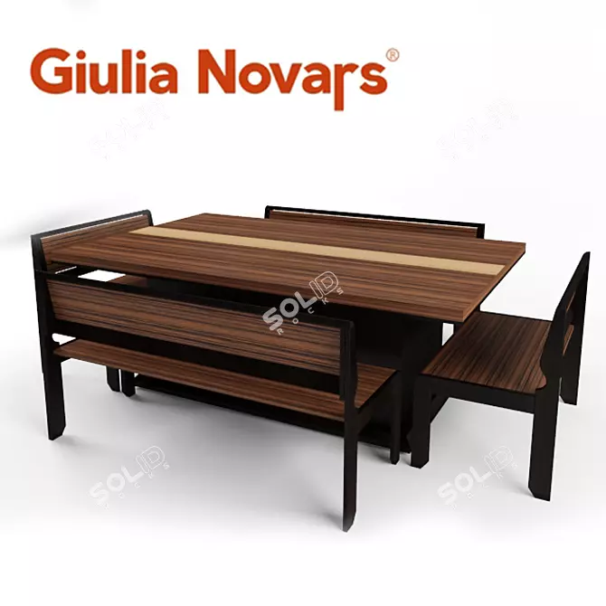 Milano Giulia Novars: Stunning Table with Customizable Benches 3D model image 1
