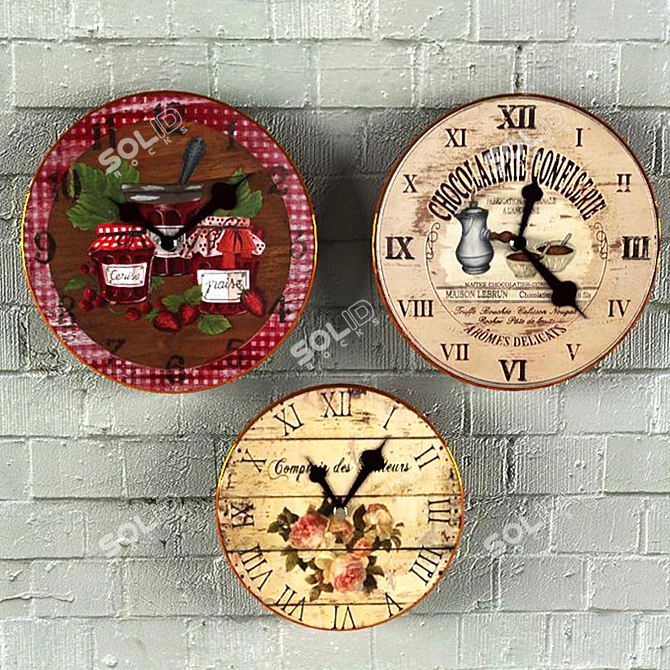 Vintage Wall Clocks: Timeless Elegance for Your Walls 3D model image 1