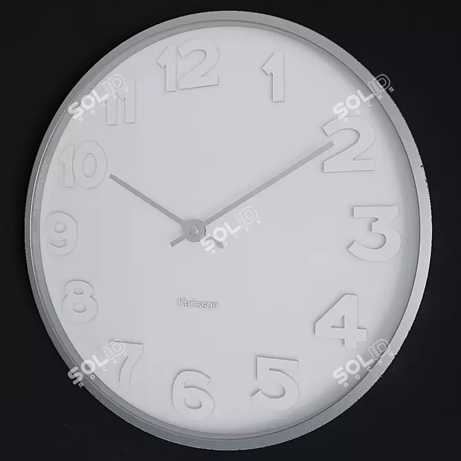 Elegant Steel White Clock 3D model image 1