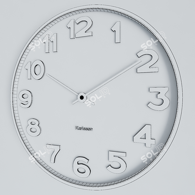 Elegant Steel White Clock 3D model image 2