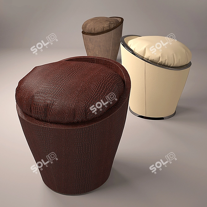 Leather Decorative Pouf 3D model image 1
