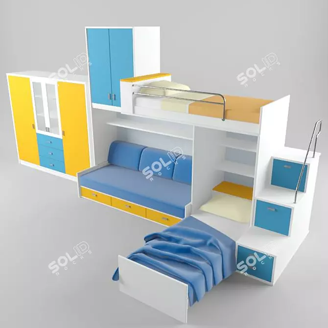 Kids Slide with Storage Cabinet 3D model image 1