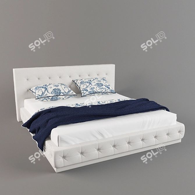 Elegant Crystal Bed: 2300x1860x1020mm 3D model image 1