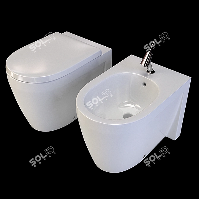 Duravit Starck 2 Toilet Bidet Combo 3D model image 2