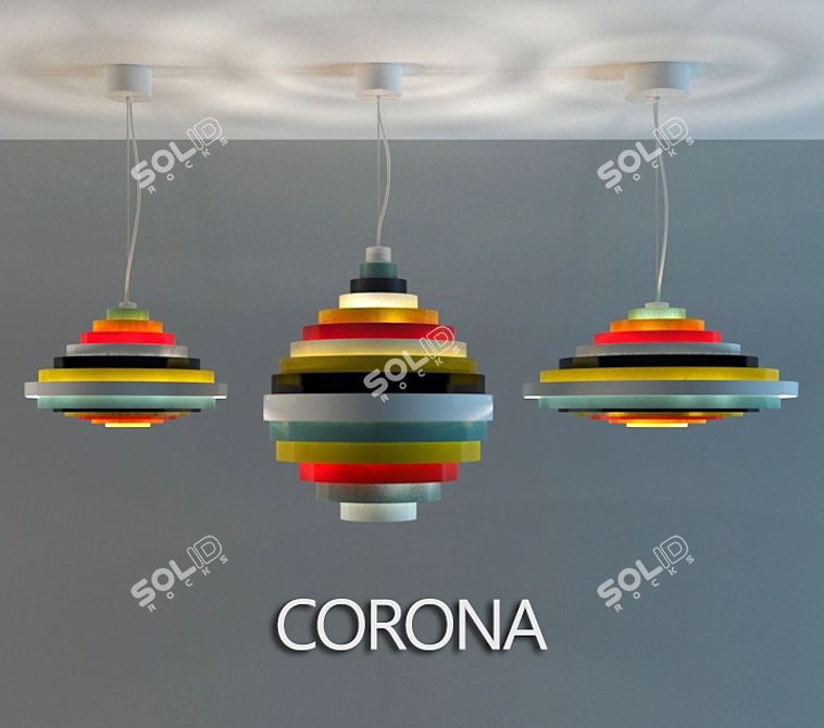 Multicolored Metallic Pendant Light 3D model image 2