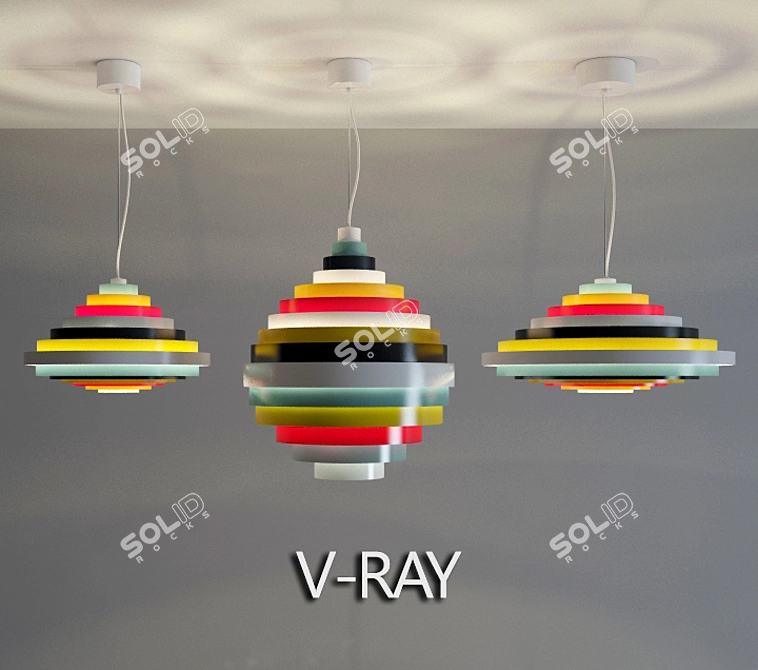 Multicolored Metallic Pendant Light 3D model image 3