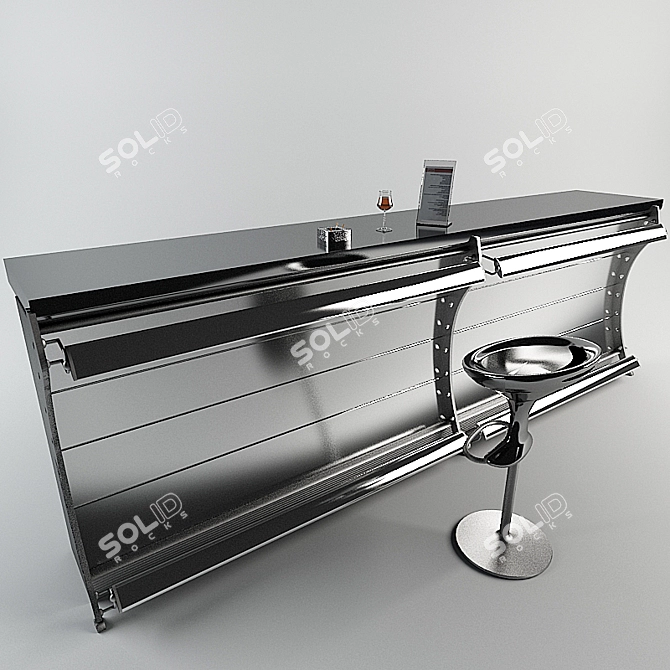 Sleek Bar Set: Table + Chairs 3D model image 1