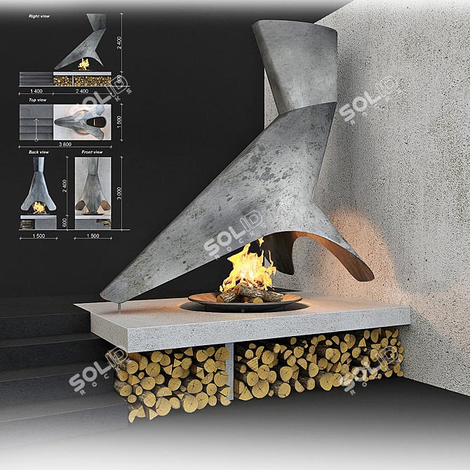 Prometheus: Versatile Indoor/Outdoor Fireplace 3D model image 1