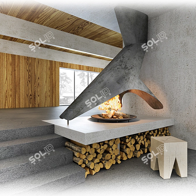 Prometheus: Versatile Indoor/Outdoor Fireplace 3D model image 2