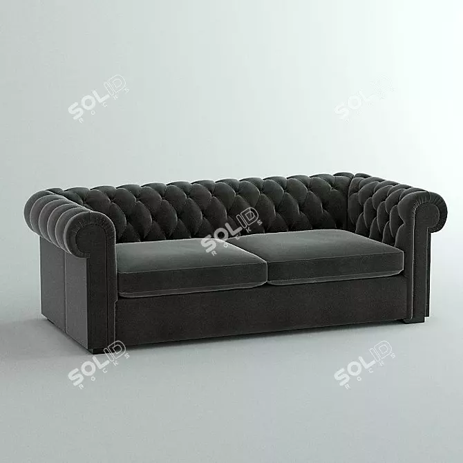 Elegant Chesterfield Sofa 3D model image 1