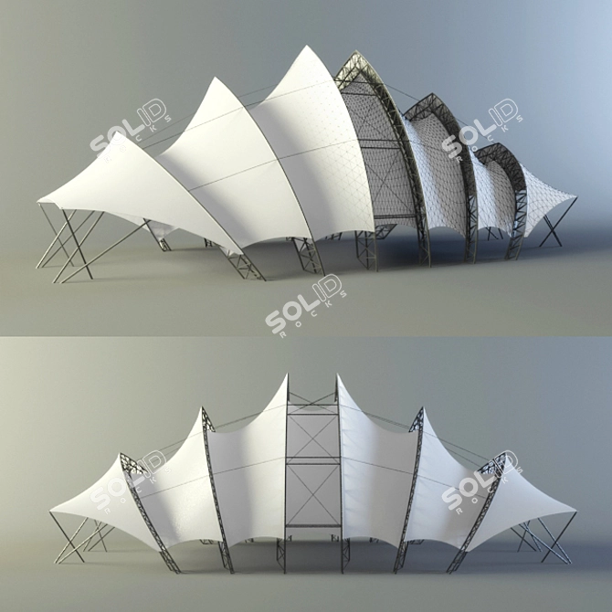 Metal Frame Summer Tent 3D model image 1