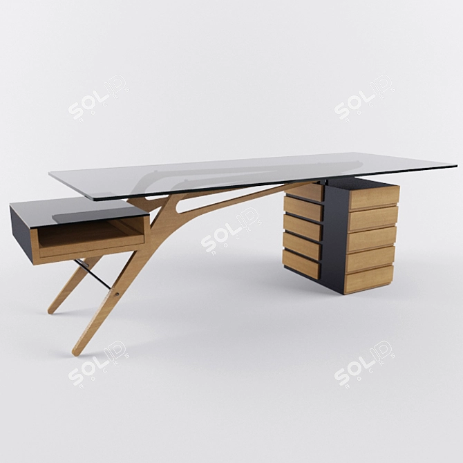 Zanotta Cavour Writing Desk - Elegant and Functional 3D model image 1