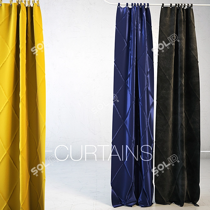 Diverse Fabric Curtains: 3 Materials 3D model image 1