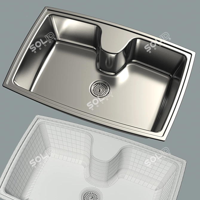 Sleek Stainless Steel Kitchen Sink 3D model image 1