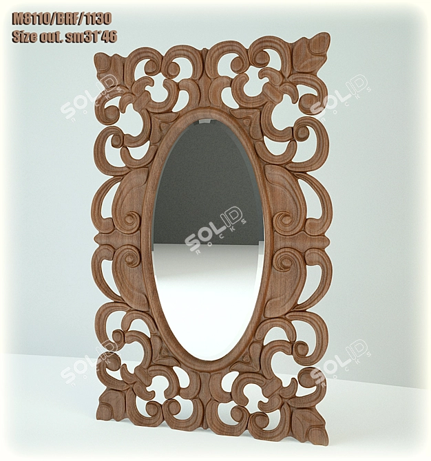 Artisan Carved Mirror 3D model image 1