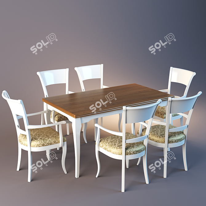 Modern Interstyle G226 Table and G228 Chair 3D model image 1