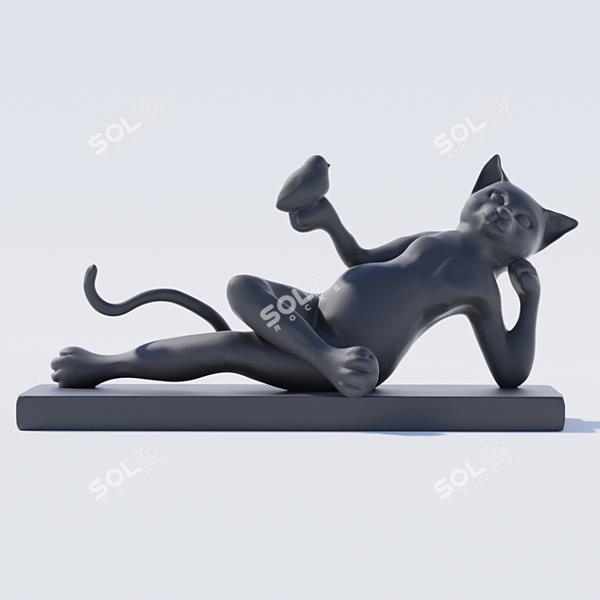 Graceful Feline Décor 3D model image 1