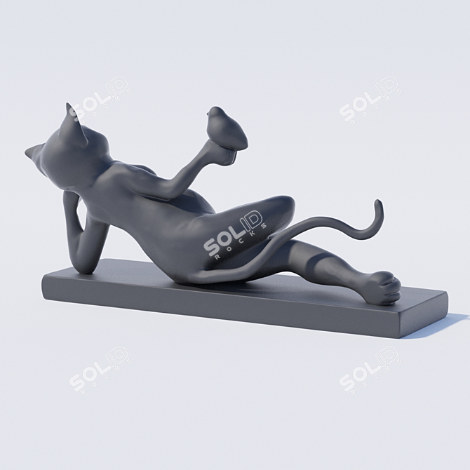 Graceful Feline Décor 3D model image 3