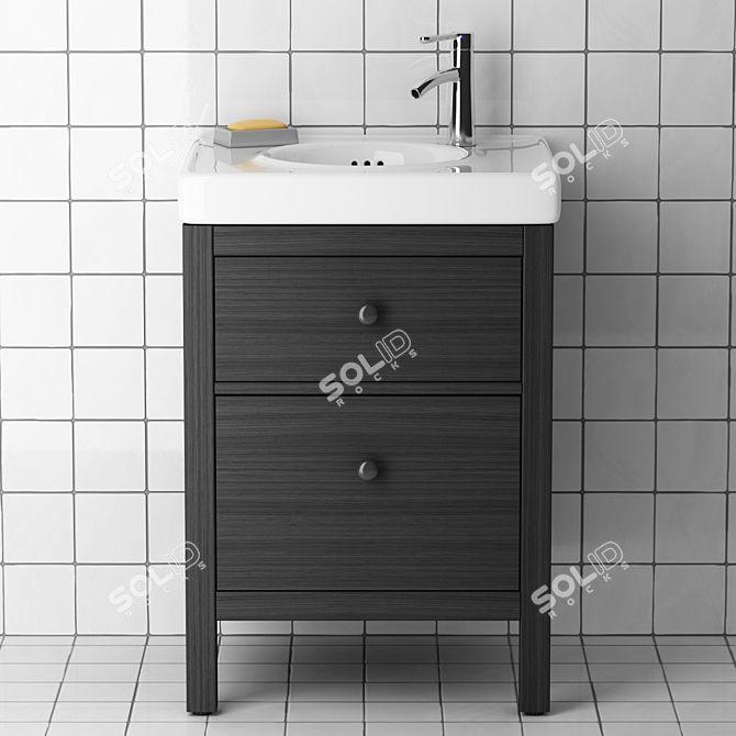 Sleek Hemnes Bathroom Cabinet 3D model image 1