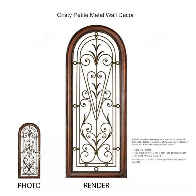 Elegant Petite Metal Wall Decor 3D model image 1