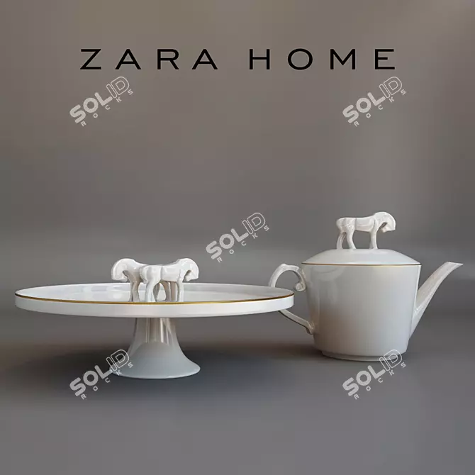 Title: Elegant Horse Dessert Set 3D model image 1