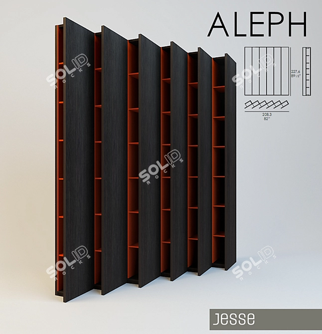 Sleek Bookshelf by Jesse 3D model image 1