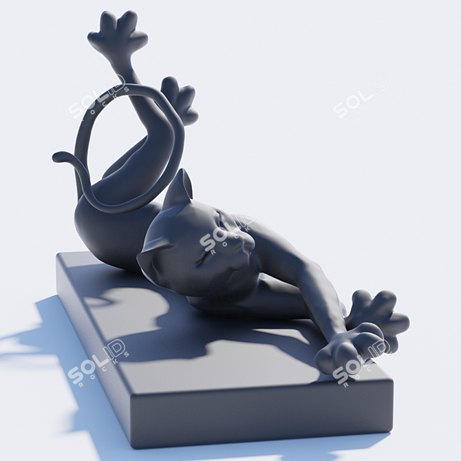 Whimsical Cat Decor 3D model image 2