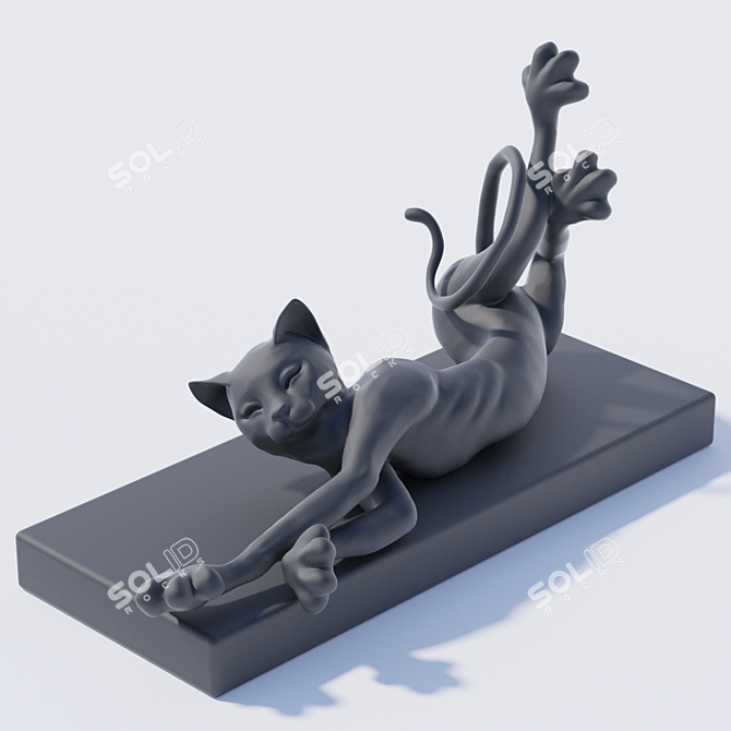 Whimsical Cat Decor 3D model image 3