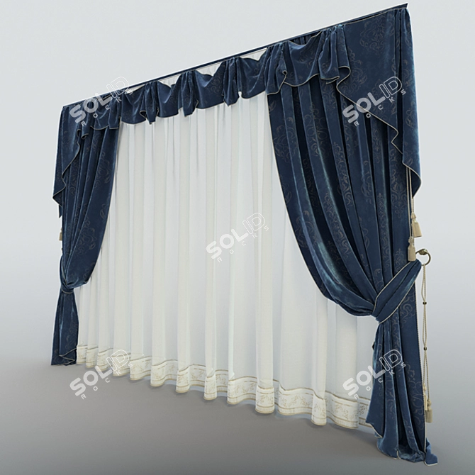 Elegant Classic Curtain 3D model image 1
