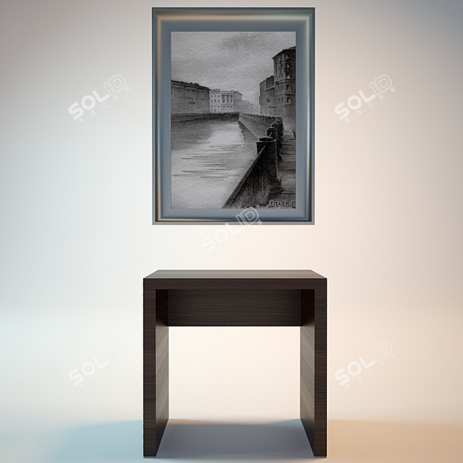 Chic Checker Console with Frame 3D model image 2