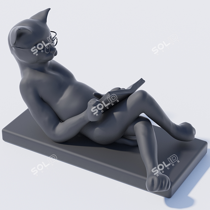 Sleek Cat Decor 3D model image 3