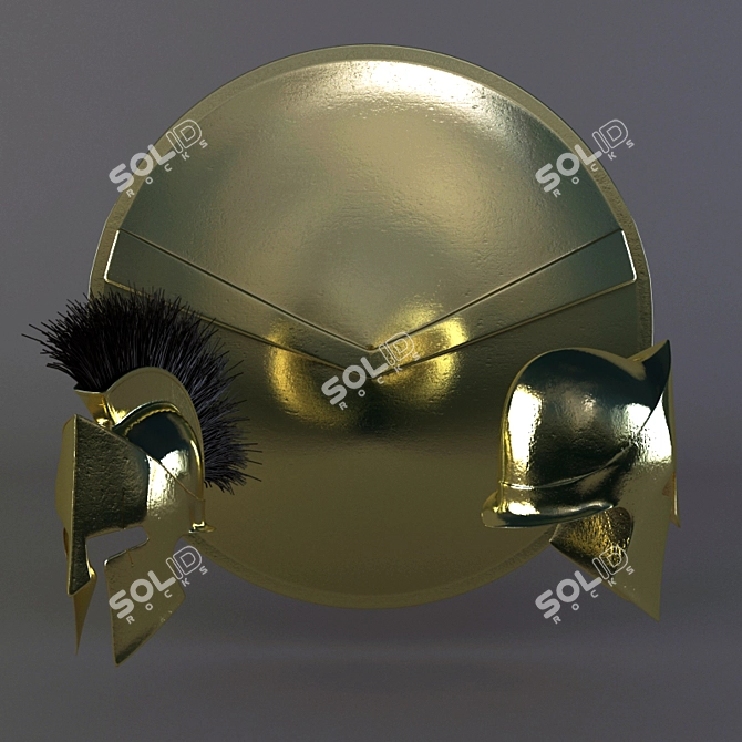 Spartan Warrior Set: Helmets & Shields 3D model image 1