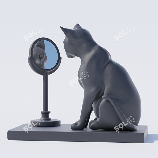 Reflective Feline Decor 3D model image 1