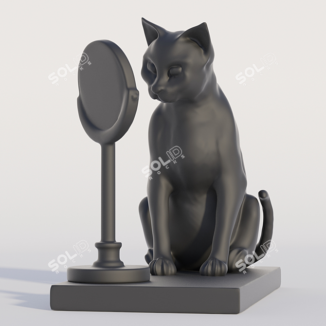 Reflective Feline Decor 3D model image 2