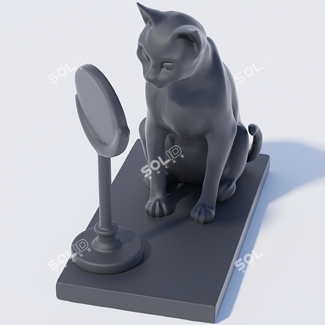 Reflective Feline Decor 3D model image 3