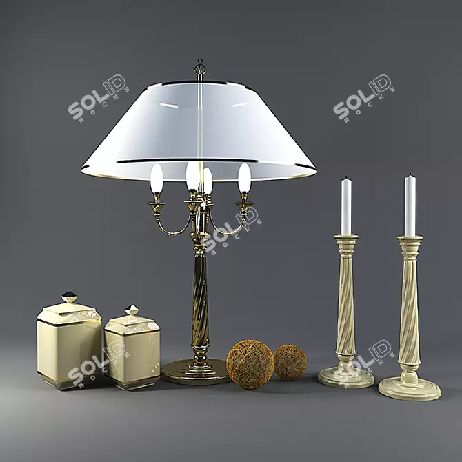 Elegant Illumination: Lamp & Candle Combo 3D model image 1