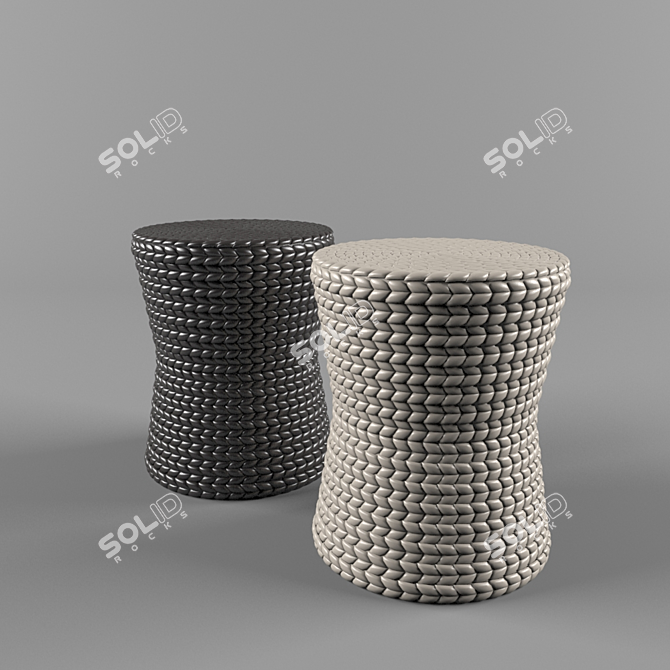 Title: Woven Bedside Stool 3D model image 1