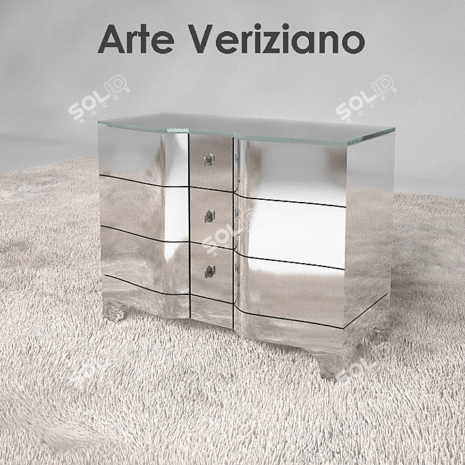 Reflective Elegance: Mirrored Drawer Chest 3D model image 1