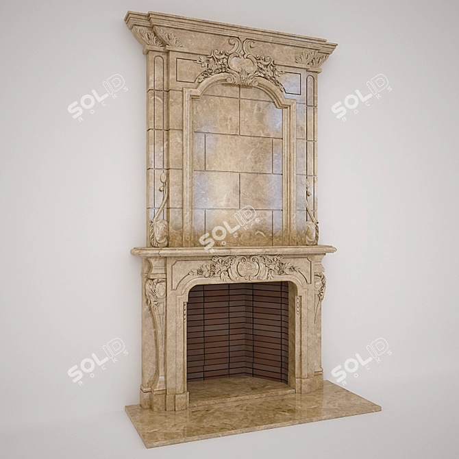 Classic Elegance Fireplace 3D model image 1