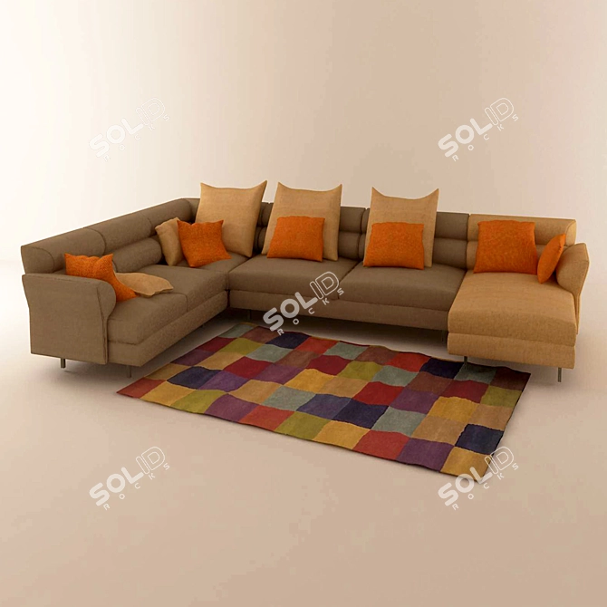 Contemporary Corner Sofa 3D model image 1