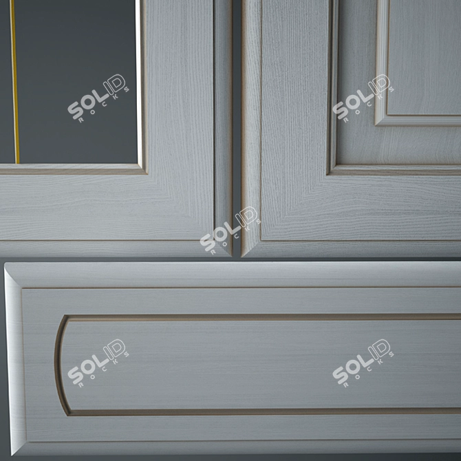 Classic Golden Patina Kitchen Facade 3D model image 1