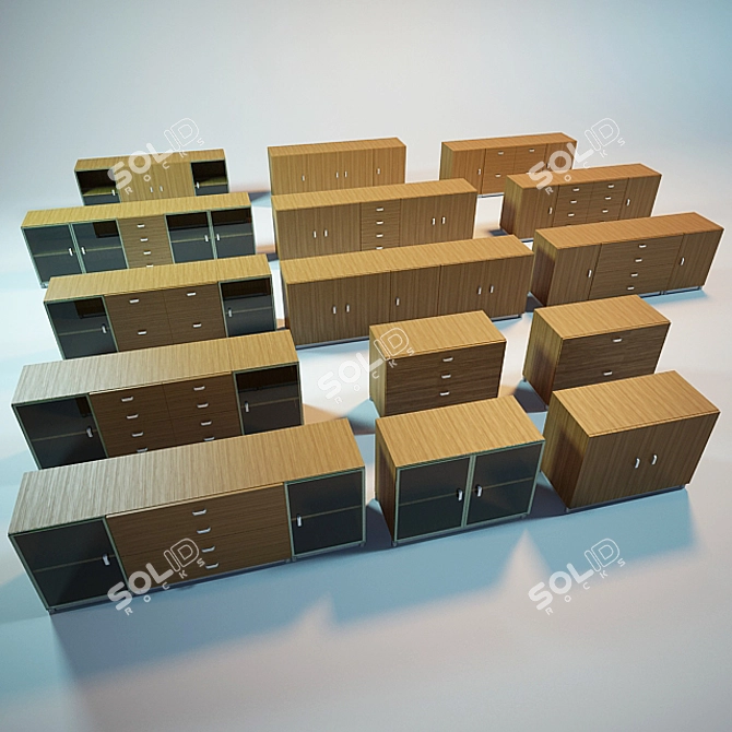 Modern Office Storage Cabinets 3D model image 1